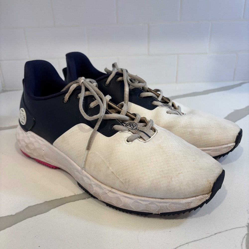 G/FORE Mens MG4+ Golf Shoes White Navy G4MS22EF31 Spikeless Size 10